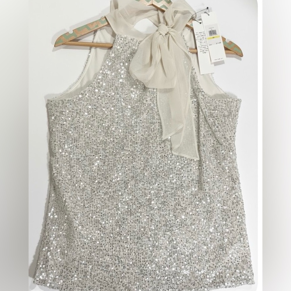 Calvin Klein Silver Sequin Blouse